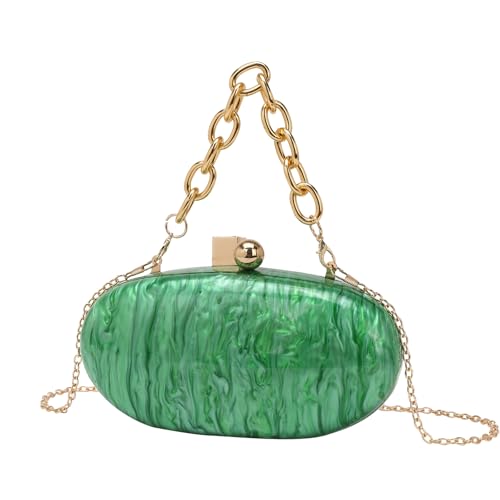 BUDAY Modische Damen-Acryl-Taschen, Kettenschultertasche, Kuriertasche, Handytasche, Starlight Green, Einheitsgröße von BUDAY