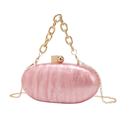 BUDAY Modische Damen-Acryl-Taschen, Kettenschultertasche, Kuriertasche, Handytasche, rose, Einheitsgröße von BUDAY