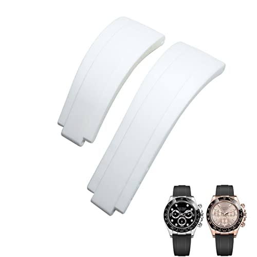 BUDAY Silikon-Armband mit kurzer Schnalle, 20 mm, 21 mm, passend für Rolex Daytona Submariner Role Oysterflex Yacht Master, 21 mm, Achat von BUDAY
