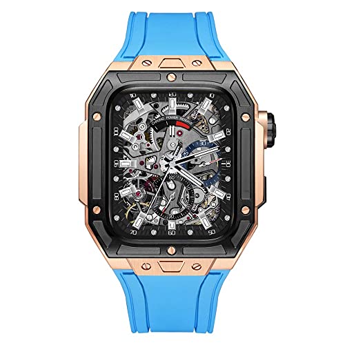 BUDAY Uhrenarmband aus Edelmetall, Nachrüst-Set für Apple Watch 6, 5, 4, SE, 44 mm, Fluorkautschuk-Armband + Hülle, Edelmetallgehäuse, Uhrenarmband für iWatch 44 mm, Ersatz, 44mm, Achat von BUDAY