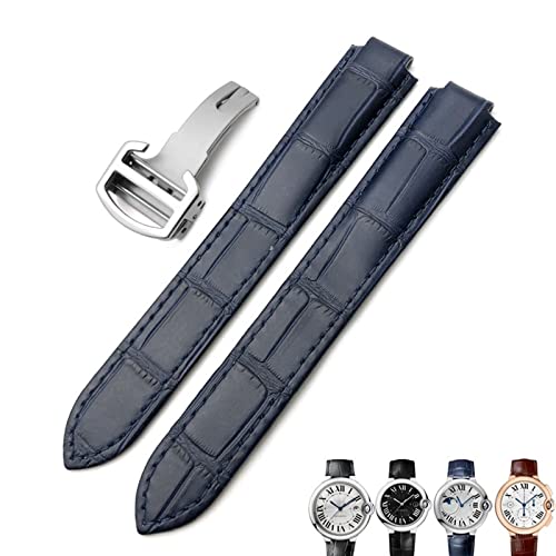 BUDAY Uhrenarmband aus echtem Leder, 16 mm, 18 mm, 20 mm, schwarz, blau, braun, Faltschnalle, Uhrenarmbänder für Cartier Tank Solo Blue Ballon, 16 mm, Achat von BUDAY