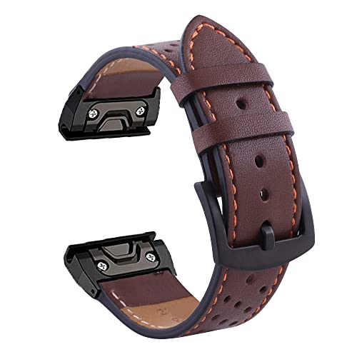 BUDAY Uhrenarmband für Garmin Fenix 7 7X 6 6X Pro 5 5X Plus 3HR Fenix6 935 Leder Schnellverschluss Uhrenarmband Easyfit Armband, 22mm Fenix 7, Achat von BUDAY