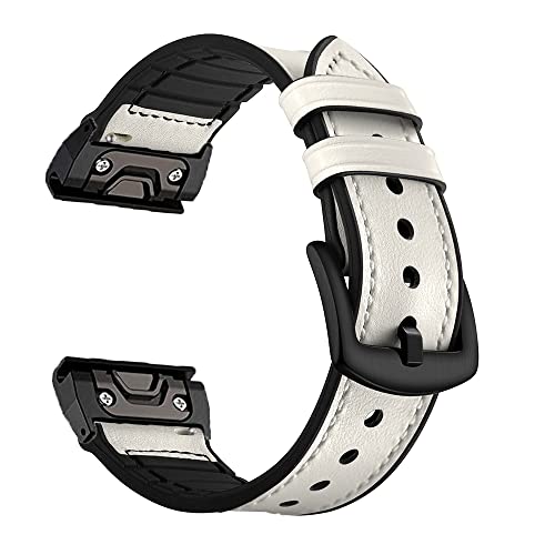 BUDAY Uhrenarmband für Garmin Fenix 7 7X 6 6X Pro 5 5X Plus 3HR Fenix6 935 Leder Schnellverschluss Uhrenarmband Easyfit Armband, 26mm Fenix7X, Achat von BUDAY