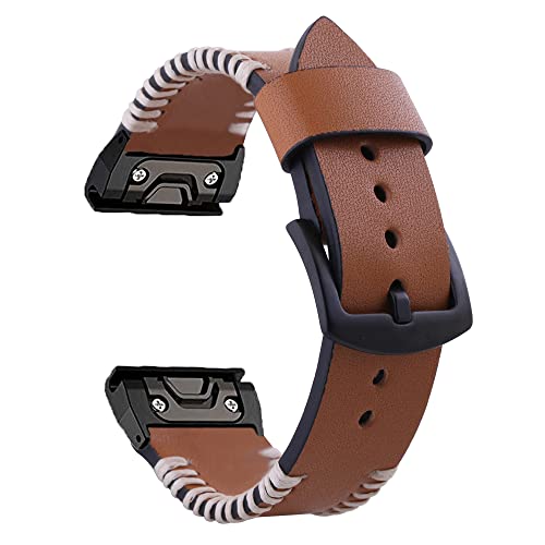 BUDAY Uhrenarmband für Garmin Fenix 7 7X 6 6X Pro 5 5X Plus 3HR Fenix6 935 Leder Schnellverschluss Uhrenarmband Easyfit Armband, 26mm Fenix7X, Achat von BUDAY