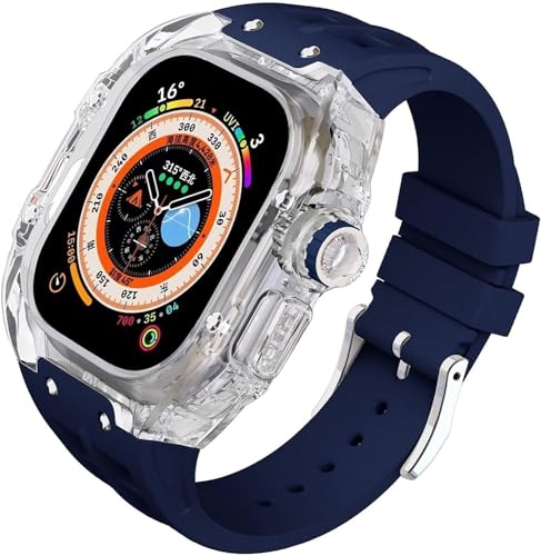 BUDAY Uhrenarmband für Ultra 49 mm Fluorkautschuk, transparentes Gehäusemodifikationsset, für Apple Watch Ultra 49 mm, luxuriöses Silikon-Gummiband, für iWatch Serie 8 Ultra 49 mm, 49 mm, Achat von BUDAY