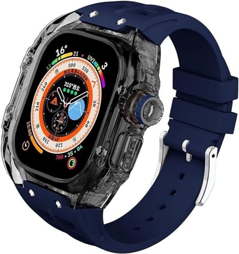 BUDAY Uhrenarmband für Ultra 49 mm Fluorkautschuk, transparentes Gehäusemodifikationsset, für Apple Watch Ultra 49 mm, luxuriöses Silikon-Gummiband, für iWatch Serie 8 Ultra 49 mm, 49 mm, Achat von BUDAY