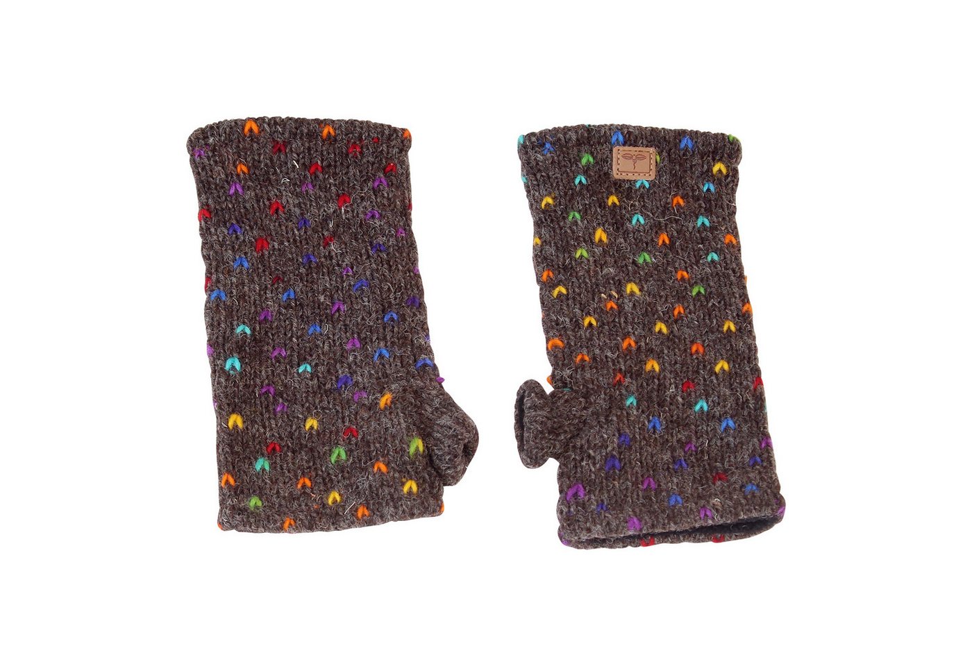 BUDDHA arts&more Armstulpen Gemusterte Pulswärmer mit Daumen Handarbeit aus Nepal von BUDDHA arts&more