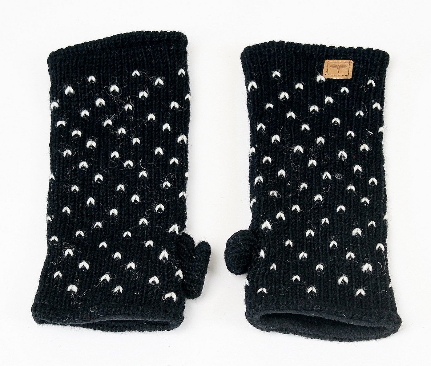 BUDDHA arts&more Armstulpen Gemusterte Pulswärmer mit Daumen Handarbeit aus Nepal von BUDDHA arts&more