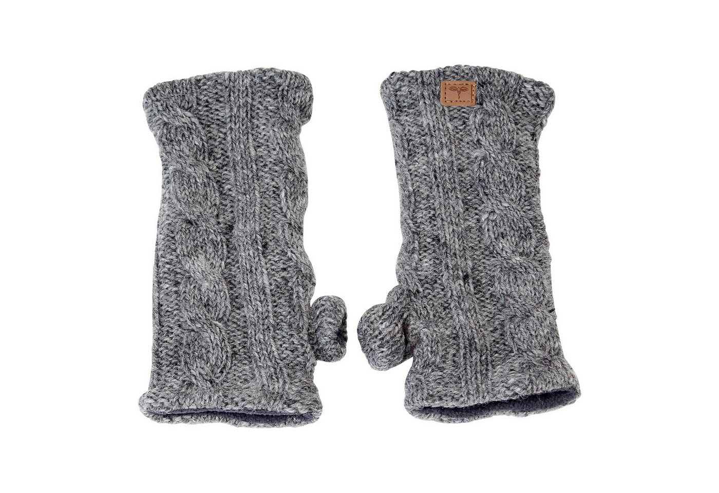 BUDDHA arts&more Armstulpen Pulswärmer Armstulpen Zopfmuster mit Daumen Handarbeit aus Nepal von BUDDHA arts&more