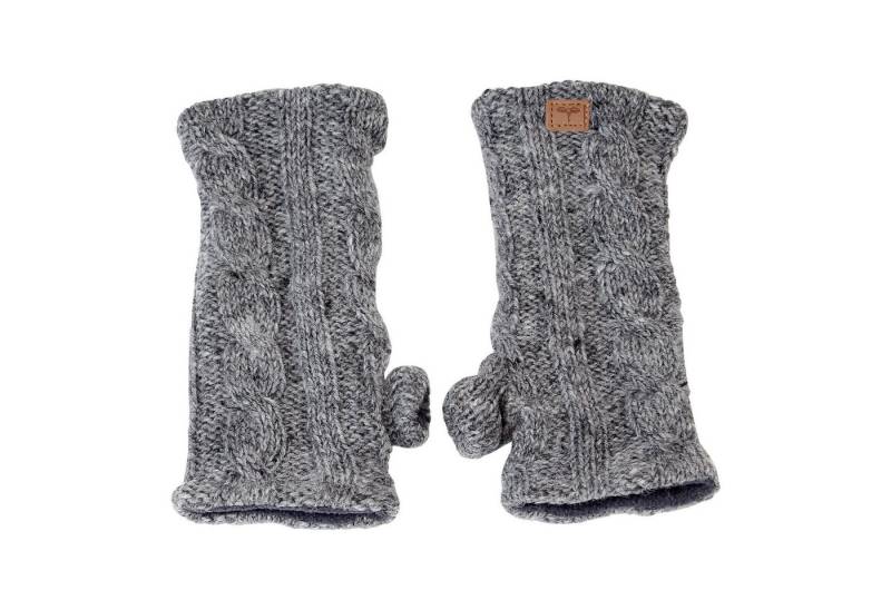 BUDDHA arts&more Armstulpen Pulswärmer Armstulpen Zopfmuster mit Daumen Handarbeit aus Nepal von BUDDHA arts&more