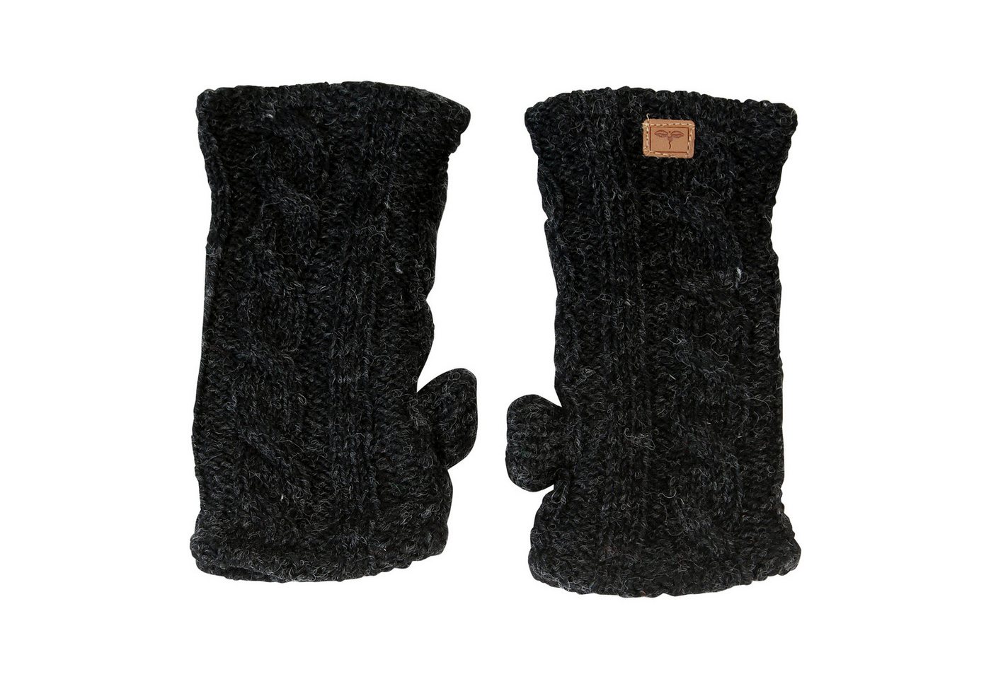 BUDDHA arts&more Armstulpen Pulswärmer Armstulpen Zopfmuster mit Daumen Handarbeit aus Nepal von BUDDHA arts&more