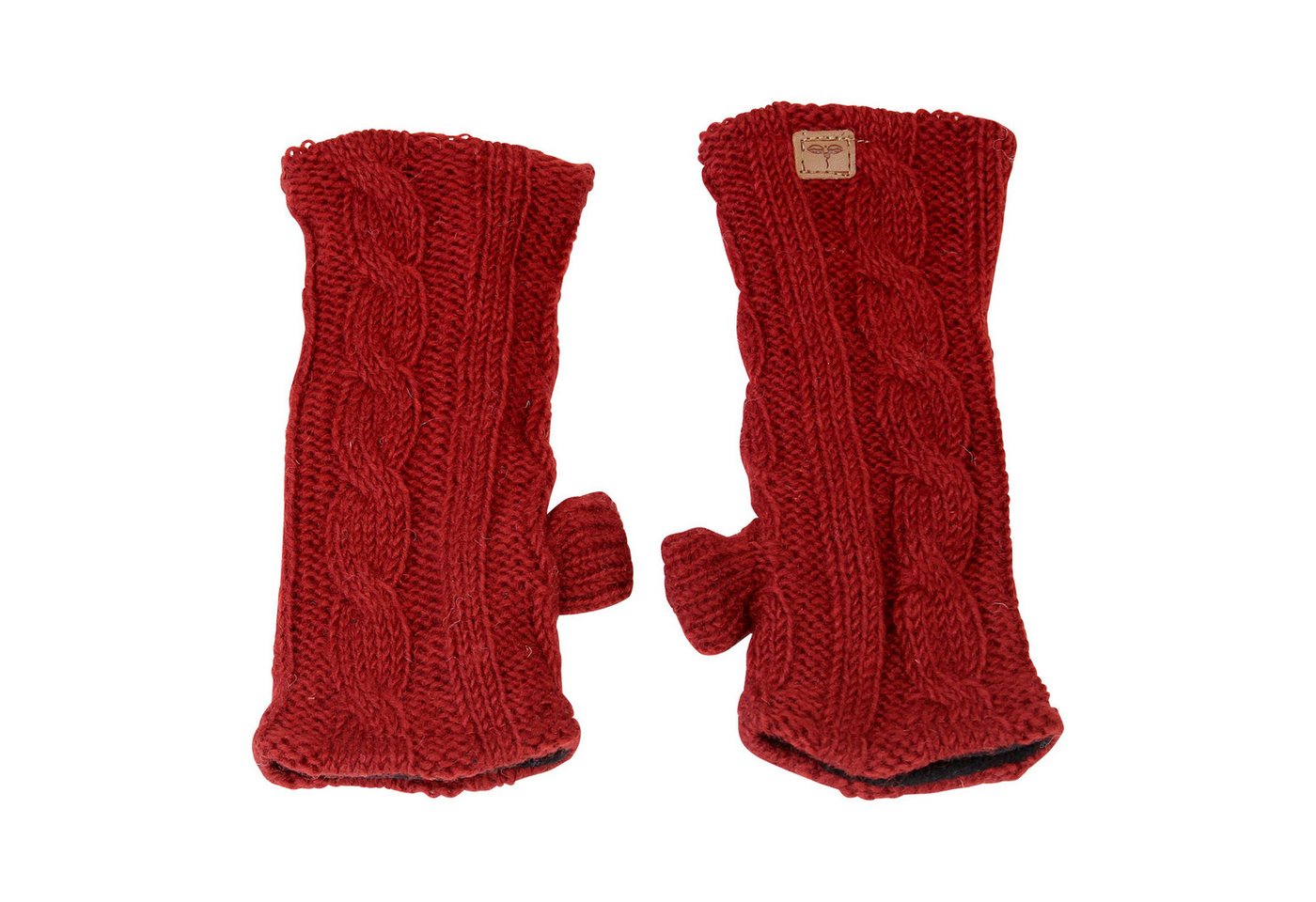 BUDDHA arts&more Armstulpen Pulswärmer Armstulpen Zopfmuster mit Daumen Handarbeit aus Nepal von BUDDHA arts&more