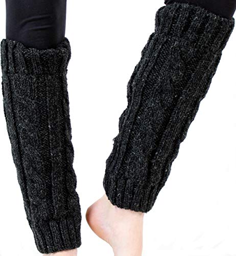 BUDDHA arts&more Beinstulpen Handarbeit Nepal 100% Schafswolle legwarmer (anthrazit) von BUDDHA arts&more