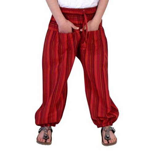 GESTREIFTE Kinder Haremshose Aladinhose Pluderhose (rot) von BUDDHA arts&more