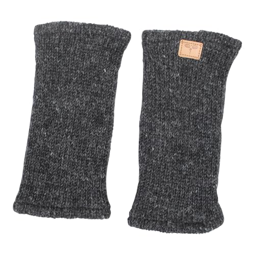 BUDDHA arts&more Pulswärmer Stulpen mit Daumenschlitz 100% Wolle fleecegefüttert Handarbeit Nepal (anthrazit) von BUDDHA arts&more
