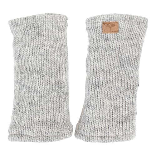 BUDDHA arts&more Pulswärmer Stulpen mit Daumenschlitz 100% Wolle fleecegefüttert Handarbeit Nepal (grau) von BUDDHA arts&more