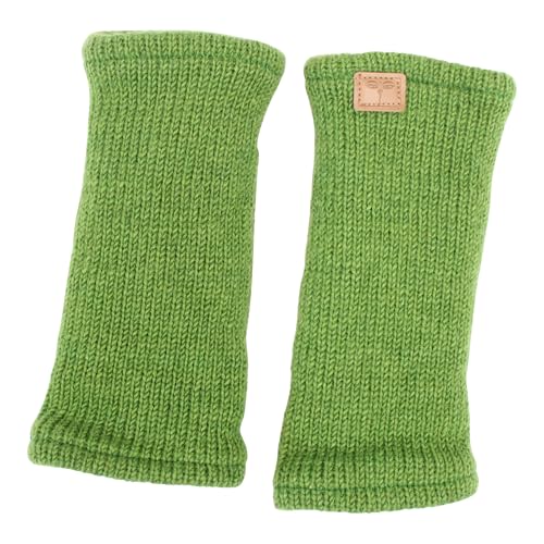 BUDDHA arts&more Pulswärmer Stulpen mit Daumenschlitz 100% Wolle fleecegefüttert Handarbeit Nepal (grün) von BUDDHA arts&more