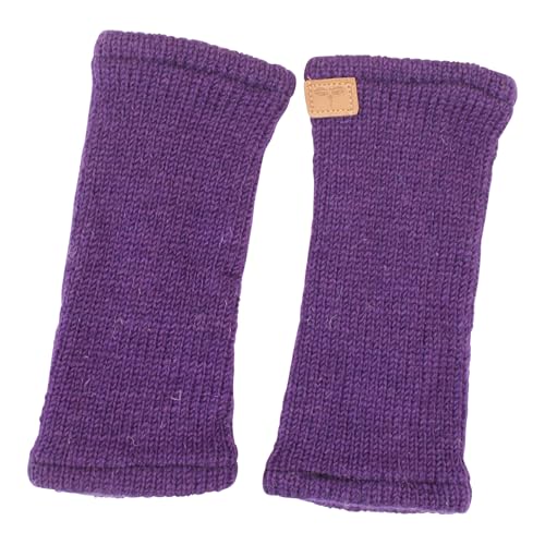 BUDDHA arts&more Pulswärmer Stulpen mit Daumenschlitz 100% Wolle fleecegefüttert Handarbeit Nepal (lila) von BUDDHA arts&more