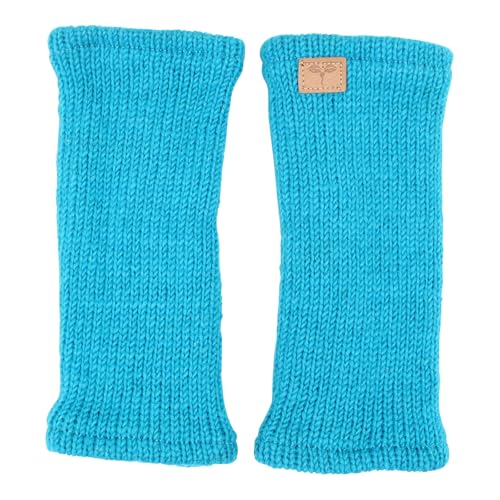 BUDDHA arts&more Pulswärmer Stulpen mit Daumenschlitz 100% Wolle fleecegefüttert Handarbeit Nepal (türkis) von BUDDHA arts&more