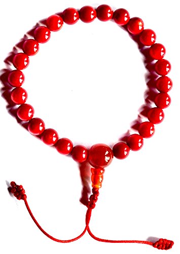 Hand-Mala mit rotem Jaspis - Armband buddhistische Hand-Gebetskette mit 8 mm Perlen von BUDDHAFIGUREN/Billy Held