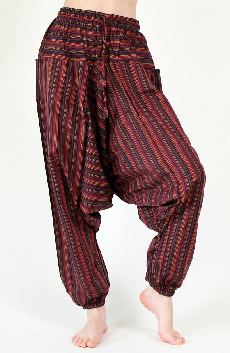 Gestreifte Haremshosen Aus Nepal Einheitsgröße Handarbeit Aladinhose Hippie von BUDDHAartsandmore