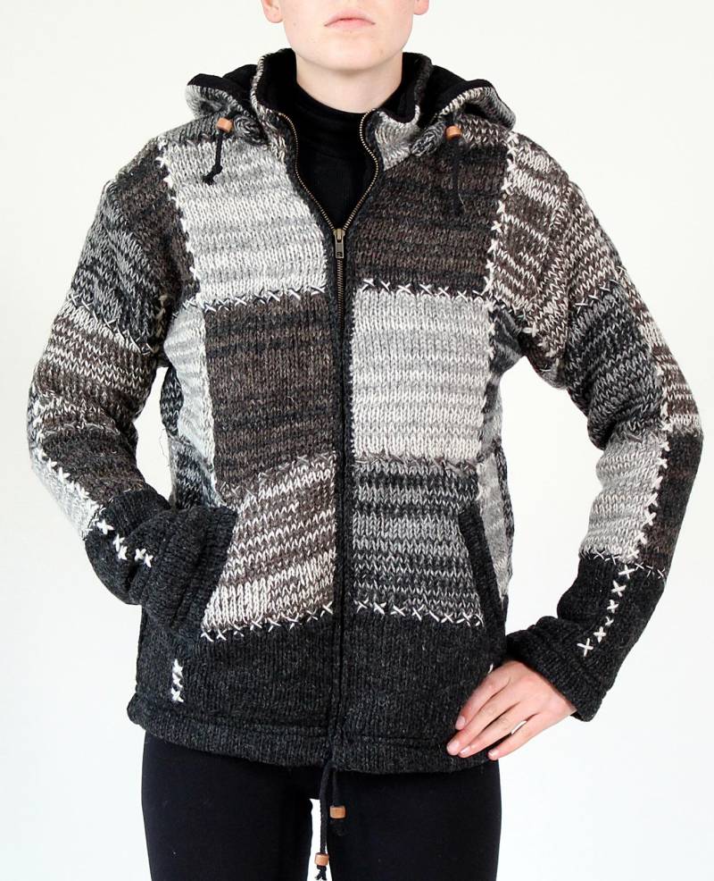 Patchwork Wolljacke 100% Schafswolle 6 Größen Handarbeit Nepal von BUDDHAartsandmore