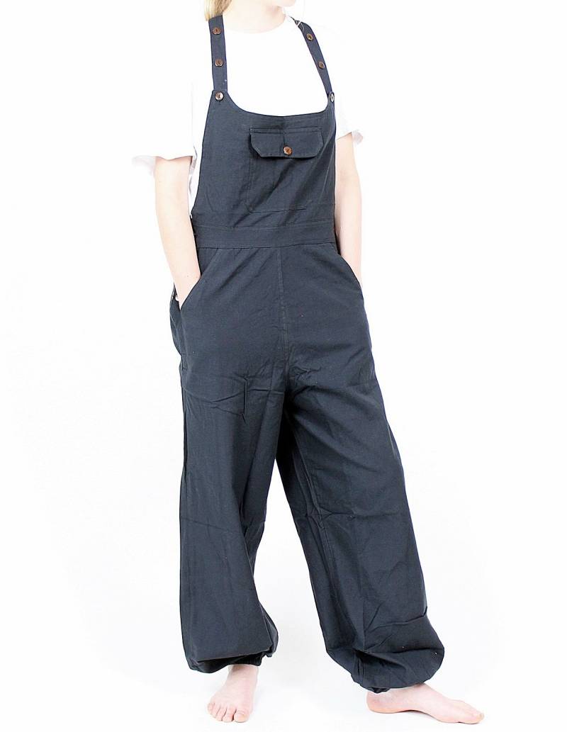 Tolle Schwarze Latzhose 100% Baumwolle 5 Größen Handarbeit Nepal von BUDDHAartsandmore