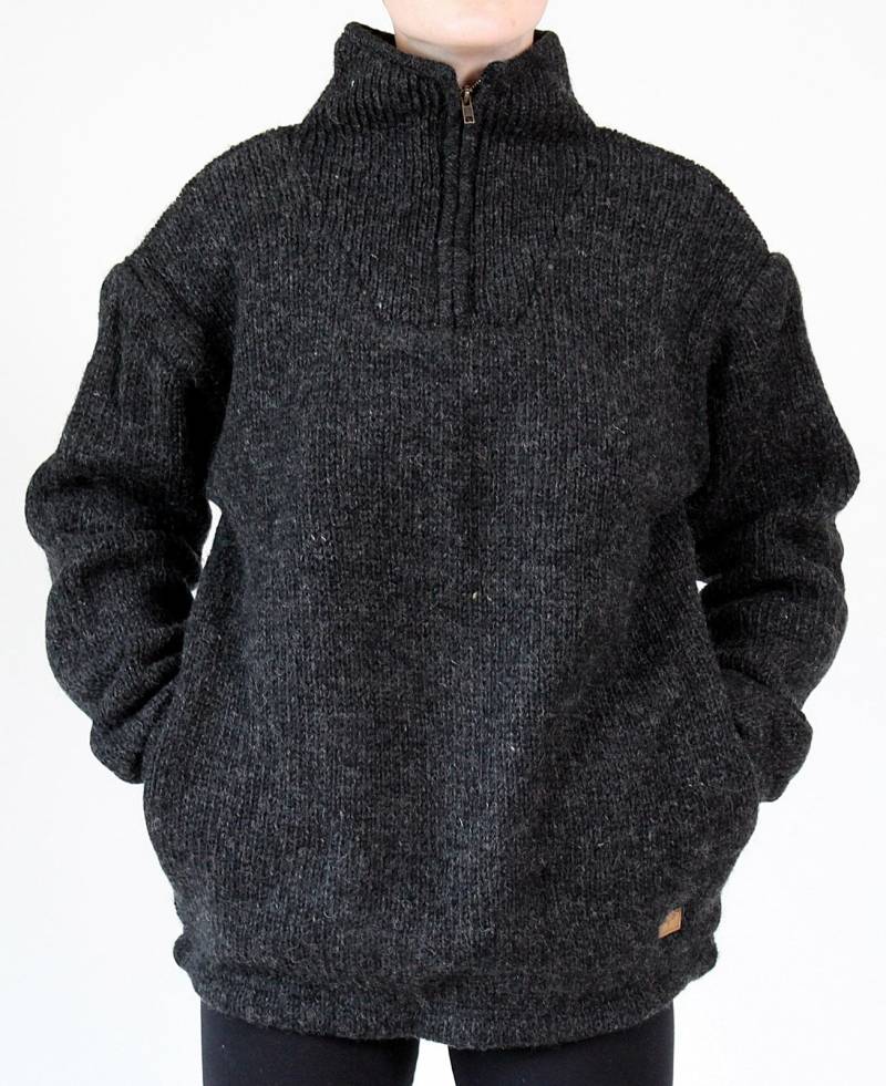 Wollpullover Troyer Seemannspullover 100% Schafswolle 6 Größen Handarbeit Nepal von BUDDHAartsandmore