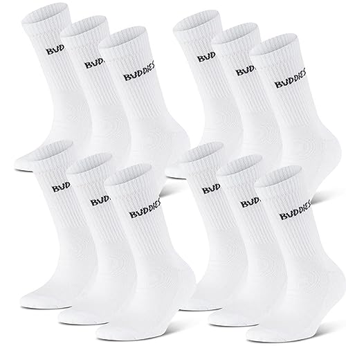 BUDDIES Socken, Classic Crew, Sportsocken, 12 Paar, weiß (L (42-44)) von BUDDIES