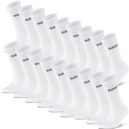 BUDDIES Socken, Classic Crew, Sportsocken, 18 Paar, weiß (M (39-41)) von BUDDIES