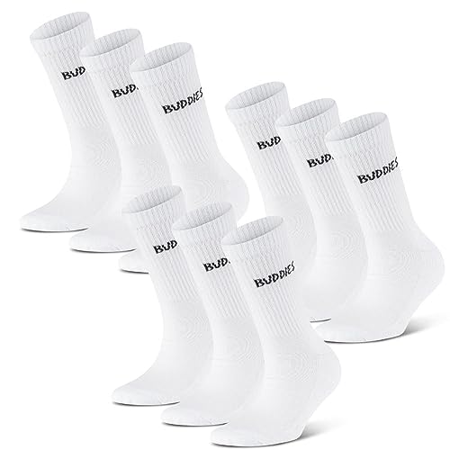 BUDDIES Socken, Classic Crew, Sportsocken, 9 Paar, weiß (M (39-41)) von BUDDIES