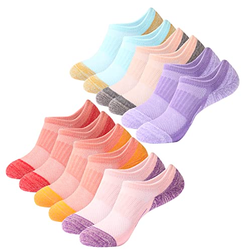 BUDERMMY 6 Paar Sneaker Socken Damen 35-38 39-42 Füßlinge Baumwolle Sportsocken mit Silikonpad Unsichtbare Sneakersocken Frauen No Show Socken Kurzsocken(farbenfroh 39-42) von BUDERMMY