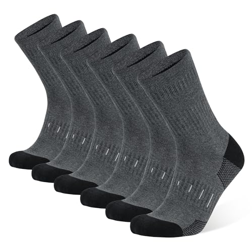 BUDERMMY Herren-Socken aus Baumwolle, feuchtigkeitsableitend, schwer, gepolstert, Größe 39-47, 6 Paar, 6-9 Tall von BUDERMMY