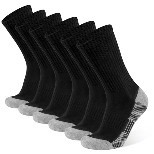 BUDERMMY Herren-Socken aus Baumwolle, feuchtigkeitsableitend, schwer, gepolstert, Größe 39-47, 6 Paar, Schwarz 2, 6-9 Tall von BUDERMMY