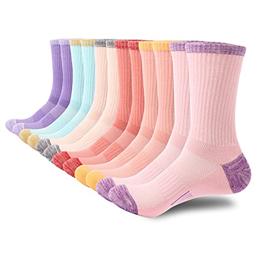 BUDERMMY Socken Damen 35-38 39-42 Wandersocken Damen Baumwolle Sportsocken für Damen Socken Atmungsaktiv Hochleistung Gepolsterte Laufsocken (DE/NL/SE/PL, Numerisch, 35, 38, Regular, Regular, Farbe) von BUDERMMY