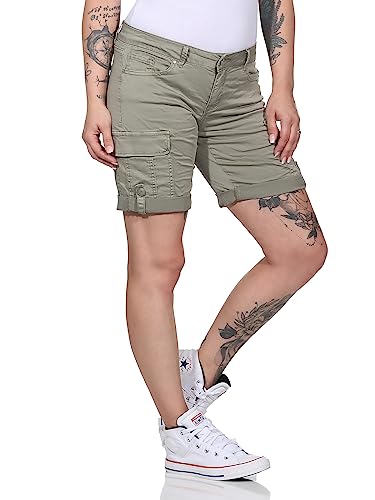 BUENA VISTA Jeans Hosen Damen - Cargo Short - Stretch Twill - helles Olive (as3, Alpha, l, Regular, Regular) von BUENA VISTA