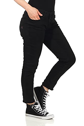 BUENA VISTA Jeans Hosen Damen Malibu 7/8 - Beinabschluss offen Aber fixiert - Stretch Twill - Black - schwarz (L) von Buena Vista