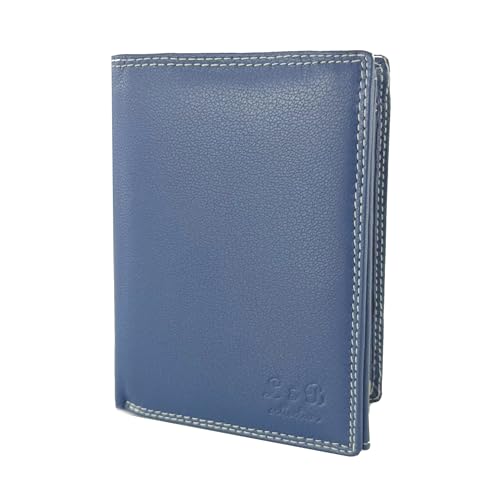 BUFFALO HILL Echt Leder Herren Geldbörse »2338« Hochformat I mit RFID Schutz I Portemonnaie Groß mit Münzfach I 8 Kartenfächer I Geldbeutel für Männer I Brieftasche Wallet Portmonee blau von BUFFALO HILL