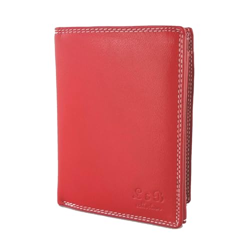 L&B Collection Echt Leder Herren Geldbörse »2338« Hochformat I mit RFID Schutz I Portemonnaie Groß mit Münzfach I 8 Kartenfächer I Geldbeutel für Männer I Brieftasche Wallet Portmonee (Rot) von BUFFALO HILL