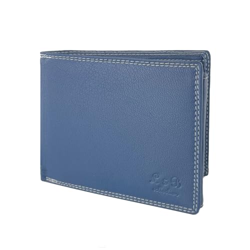 L&B Collection Echt Leder Herren Geldbörse »2339« Querformat I mit RFID Schutz I Portemonnaie Groß mit Münzfach I 7 Kartenfächer I Geldbeutel für Männer I Brieftasche Wallet Portmonee (Blau) L&B Collection Echt Leder Herren Geldbörse »2339« Querformat I mit RFID Schutz I Portemonnaie Groß mit Münzfach I 7 Kartenfächer I Geldbeutel für Männer I Brieftasche Wallet Portmonee (Blau) von BUFFALO HILL