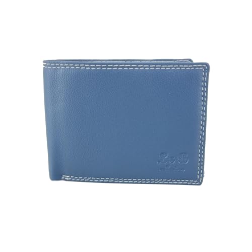 L&B Collection Echt Leder Herren Geldbörse »2341« Querformat klein I mit RFID Schutz I Portemonnaie mit Münzfach I 5 Kartenfächer I Geldbeutel für Männer I Brieftasche Wallet Portmonee (Blau) L&B Collection Echt Leder Herren Geldbörse »2341« Querformat klein I mit RFID Schutz I Portemonnaie mit Münzfach I 5 Kartenfächer I Geldbeutel für Männer I Brieftasche Wallet Portmonee (Blau) von BUFFALO HILL