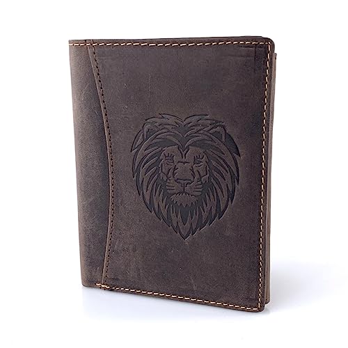 BUFFALO HILL Geldbörse I Löwe Motiv I Büffelleder Portmonee I Echtleder Geldbeutel I Hochformat Portemonnaie Herren I RFID-Schutz Ledergeldbörse mit Münzfach I 11 Kartenfächer I 2395 Dunkelbraun BUFFALO HILL Geldbörse I Löwe Motiv I Büffelleder Portmonee I Echtleder Geldbeutel I Hochformat Portemonnaie Herren I RFID-Schutz Ledergeldbörse mit Münzfach I 11 Kartenfächer I 2395 Dunkelbraun von BUFFALO HILL