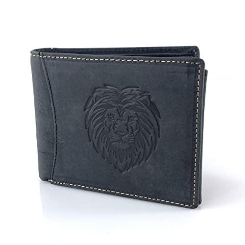 BUFFALO HILL Geldbörse I Löwe Motiv I Büffelleder Portmonee I Echtleder Geldbeutel I Querformat Portemonnaie Herren I RFID-Schutz I Ledergeldbörse mit Münzfach I 9 Kartenfächer I 2394 (Schwarz) BUFFALO HILL Geldbörse I Löwe Motiv I Büffelleder Portmonee I Echtleder Geldbeutel I Querformat Portemonnaie Herren I RFID-Schutz I Ledergeldbörse mit Münzfach I 9 Kartenfächer I 2394 (Schwarz) von BUFFALO HILL
