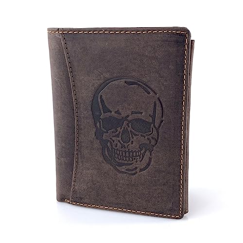 BUFFALO HILL Geldbörse I Totenkopf Motiv I Büffelleder Portmonee I Echtleder Geldbeutel I Hochformat Portemonnaie Herren I RFID-Schutz I Ledergeldbörse mit Münzfach I 11 Kartenfächer I 2395 (Braun) BUFFALO HILL Geldbörse I Totenkopf Motiv I Büffelleder Portmonee I Echtleder Geldbeutel I Hochformat Portemonnaie Herren I RFID-Schutz I Ledergeldbörse mit Münzfach I 11 Kartenfächer I 2395 (Braun) von BUFFALO HILL