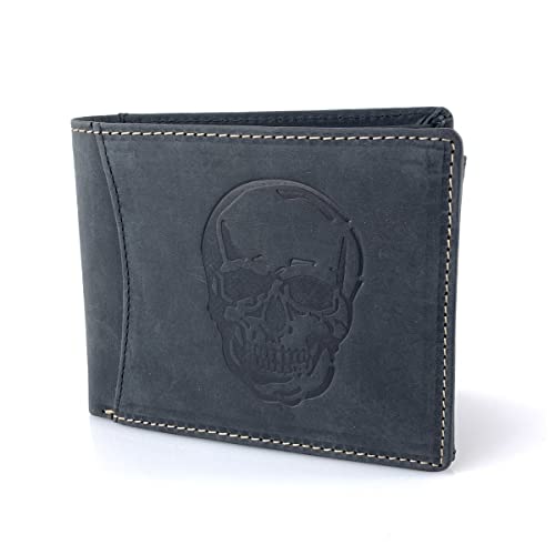 BUFFALO HILL Geldbörse I Totenkopf Motiv I Büffelleder Portmonee I Echtleder Geldbeutel I Querformat Portemonnaie Herren I RFID-Schutz I Ledergeldbörse mit Münzfach I 9 Kartenfächer I 2394 (Schwarz) BUFFALO HILL Geldbörse I Totenkopf Motiv I Büffelleder Portmonee I Echtleder Geldbeutel I Querformat Portemonnaie Herren I RFID-Schutz I Ledergeldbörse mit Münzfach I 9 Kartenfächer I 2394 (Schwarz) von BUFFALO HILL