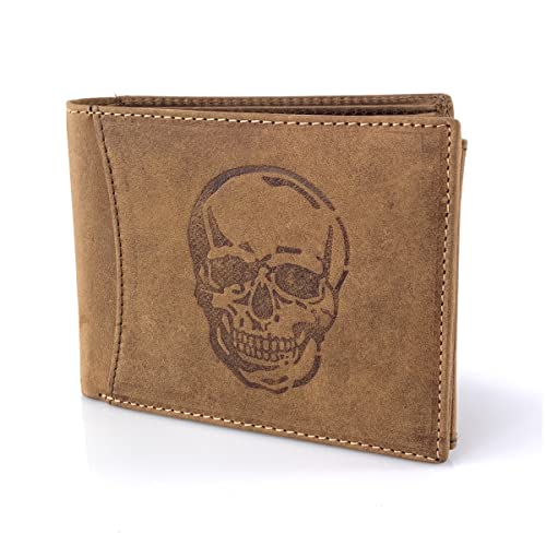 BUFFALO HILL Geldbörse I Totenkopf Motiv I Büffelleder Portmonee I Echtleder Geldbeutel I Querformat Portemonnaie Herren I RFID-Schutz I Ledergeldbörse mit Münzfach I 9 Kartenfächer I 2394 (Tan) BUFFALO HILL Geldbörse I Totenkopf Motiv I Büffelleder Portmonee I Echtleder Geldbeutel I Querformat Portemonnaie Herren I RFID-Schutz I Ledergeldbörse mit Münzfach I 9 Kartenfächer I 2394 (Tan) von BUFFALO HILL