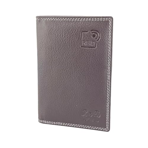 BUFFALO HILL L&B Collection Ausweis Hülle >2343< I Rindsleder Mappe I Echtleder Case I Hochformat Herren & Damen Etui I RFID-Schutz I Führerschein I Kreditkarte I 12 Fächer (Braun) von BUFFALO HILL