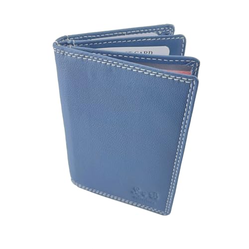 BUFFALO HILL L&B Collection Ausweis Hülle I Rindsleder Mappe I Echtleder Case I Hochformat Herren Etui I RFID-Schutz I Führerschein I Kreditkarte I 11 Fächer I 2397 (Blau) von BUFFALO HILL
