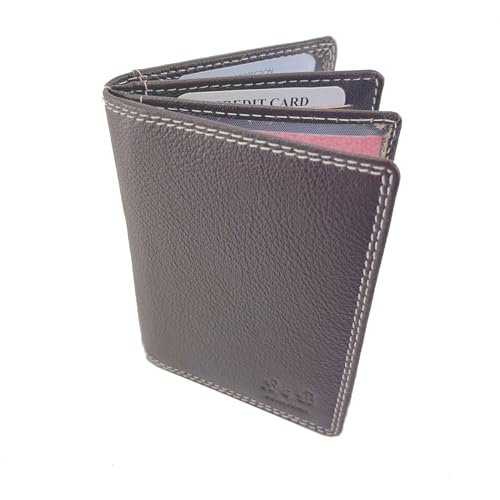 BUFFALO HILL L&B Collection Ausweis Hülle I Rindsleder Mappe I Echtleder Case I Hochformat Herren Etui I RFID-Schutz I Führerschein I Kreditkarte I 11 Fächer I 2397 (Braun) von BUFFALO HILL