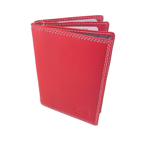 BUFFALO HILL L&B Collection Ausweis Hülle I Rindsleder Mappe I Echtleder Case I Hochformat Herren Etui I RFID-Schutz I Führerschein I Kreditkarte I 11 Fächer I 2397 (Rot) von BUFFALO HILL